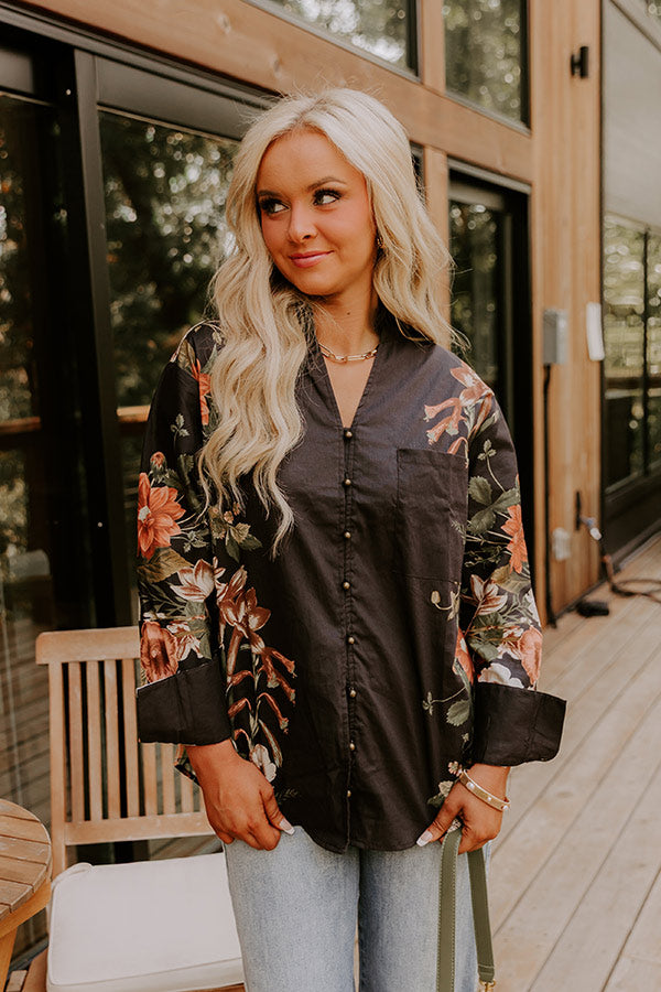 Uptown Poise Floral Top in Black Image 4