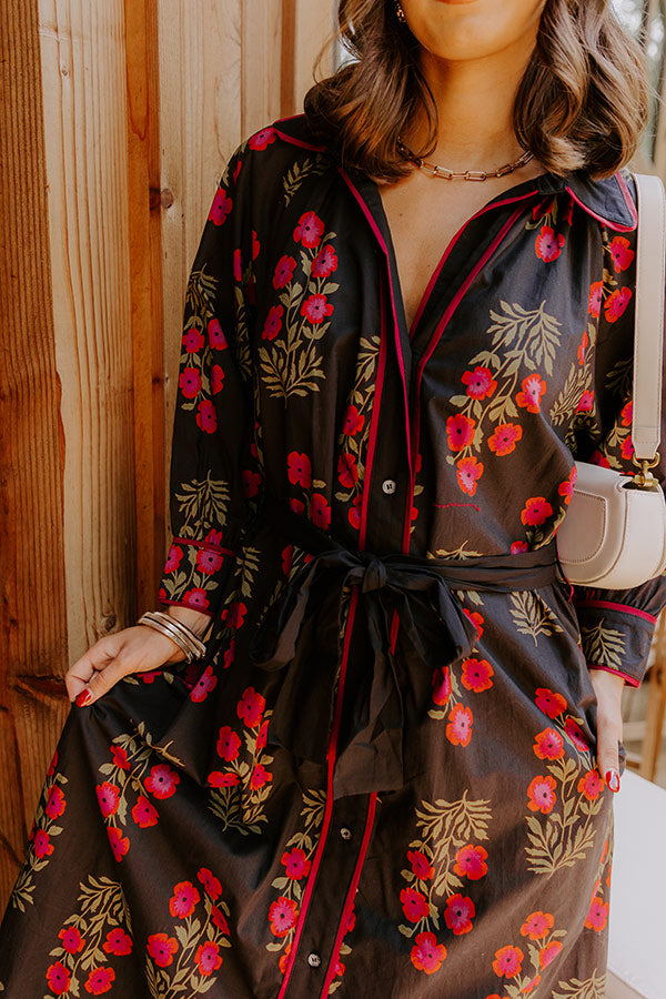 Charming Smile Floral Button Down Midi Dress Image 2