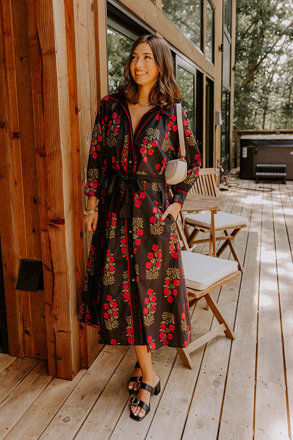 Charming Smile Floral Button Down Midi Dress Image 1