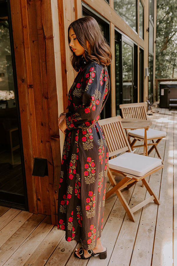 Charming Smile Floral Button Down Midi Dress Image 5