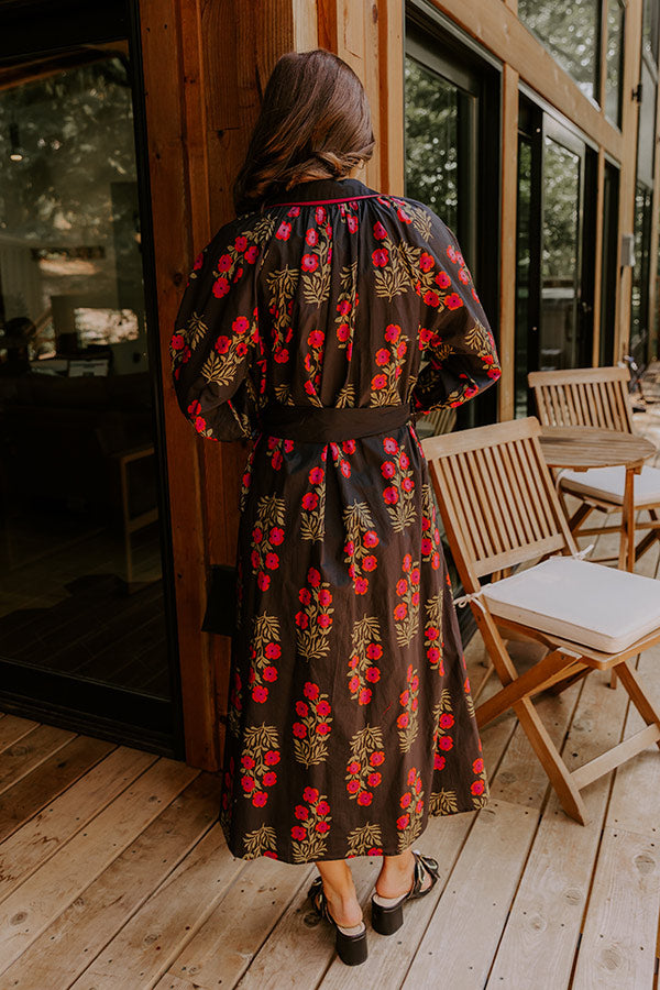 Charming Smile Floral Button Down Midi Dress Image 4