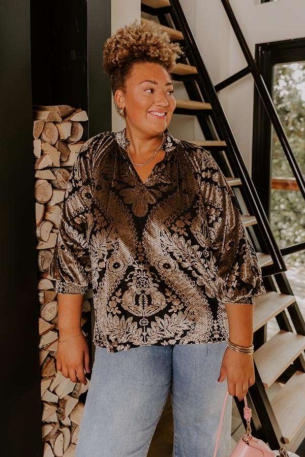 Champagne Fizz Floral Velvet Burnout Top Curves Image 2