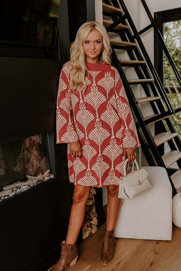 The Deco Dream Knit Mini Dress in Rust Image 1