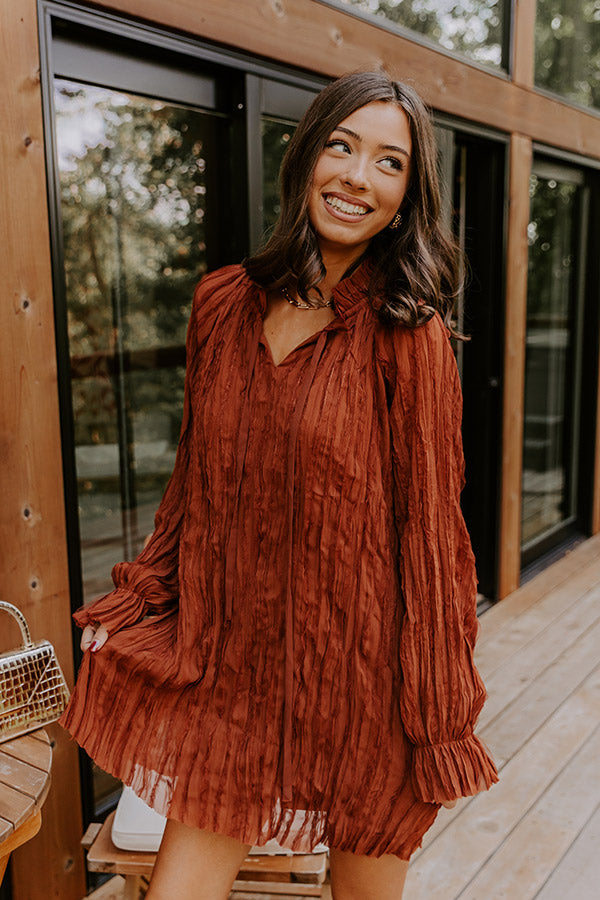 Boho Sunrise Chiffon Ruffle Mini Dress in Rust Image - 3