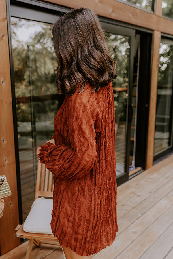 Boho Sunrise Chiffon Ruffle Mini Dress in Rust Image - 5