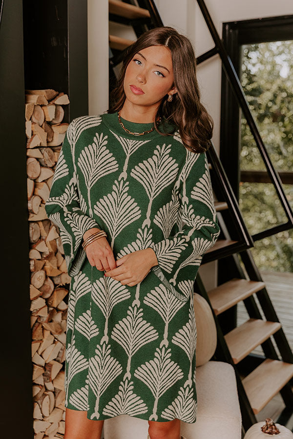 The Deco Dream Knit Mini Dress in Hunter Green Image 3