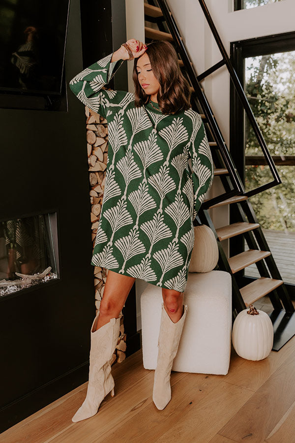 The Deco Dream Knit Mini Dress in Hunter Green Image 1