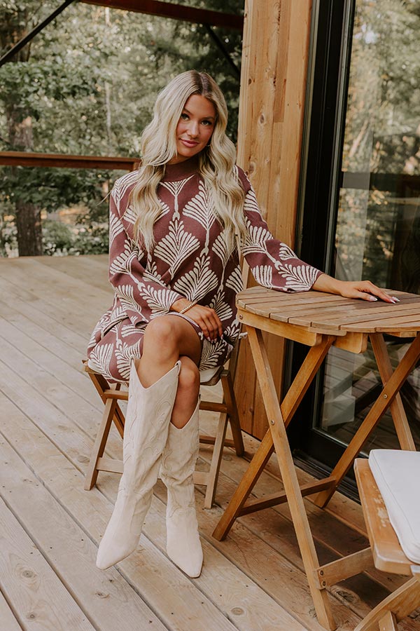 The Deco Dream Knit Mini Dress in Chocolate Image 1