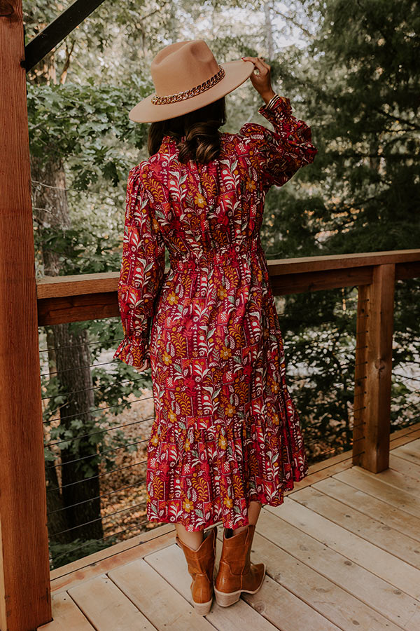 Blooming Keepsake Floral Midi Dress M / Wine Blooming Keepsake Floral Midi Dress M / Wine