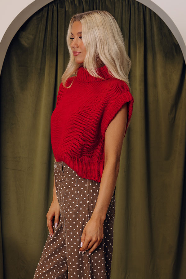 Coffee Shop Charm Knit Sweater Top in Red Image - 2