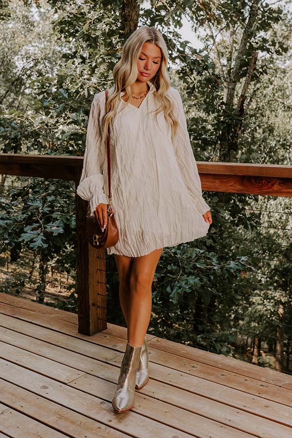 Boho Sunrise Chiffon Ruffle Mini Dress in Cream M / Cream