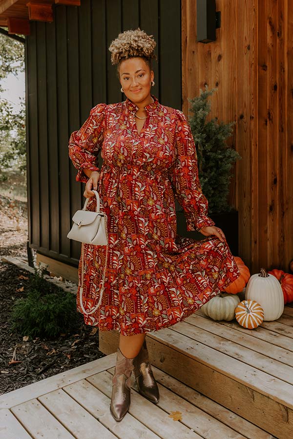 keepsake red dress Blooming Keepsake Floral Midi Dress Curves XL / wine