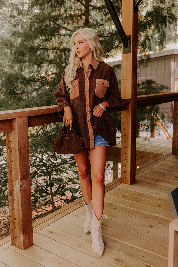 Everyday Adventure Corduroy Button Up Top in Chestnut Image 3