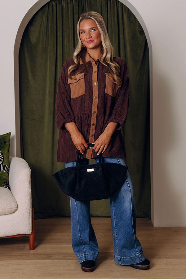 Everyday Adventure Corduroy Button Up Top in Chestnut Image - 1
