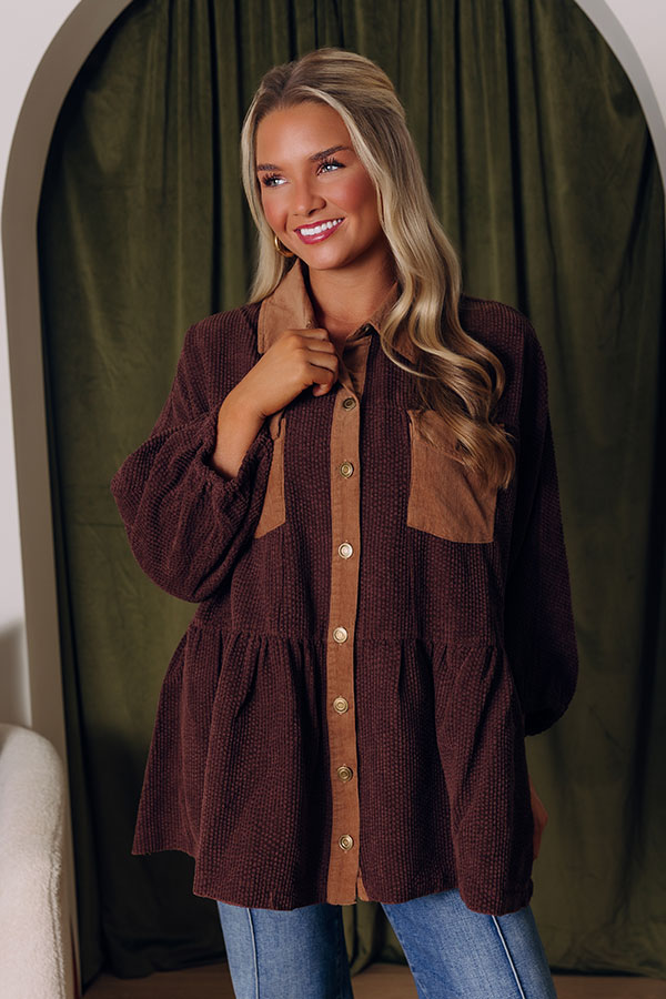 Everyday Adventure Corduroy Button Up Top in Chestnut Image - 2