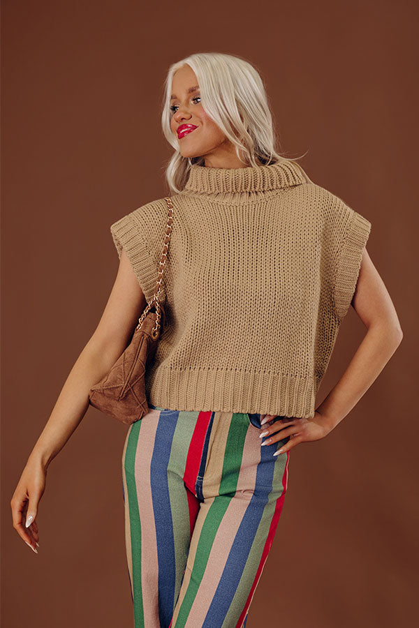 Coffee Shop Charm Knit Sweater Top in Khaki Image - 1