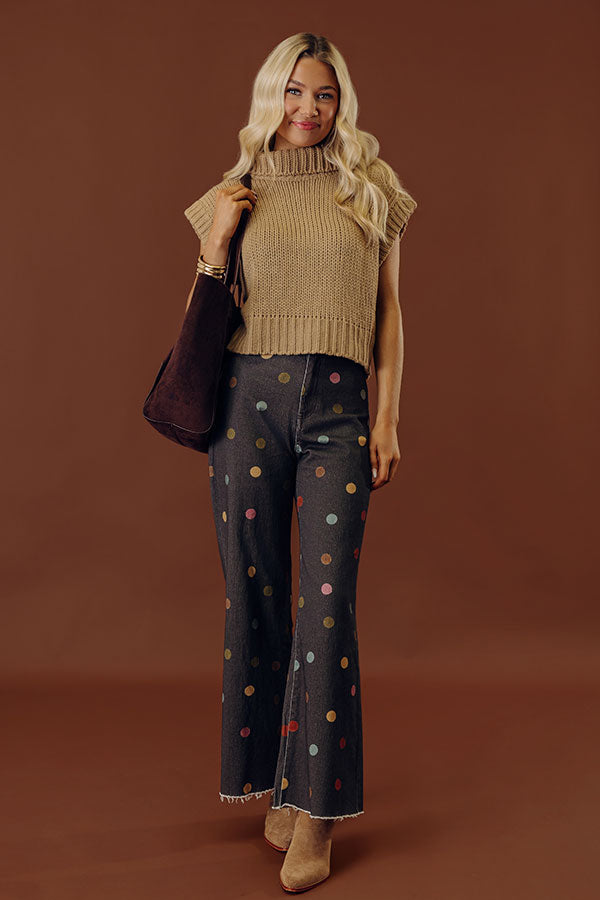 Coffee Shop Charm Knit Sweater Top in Khaki Image - 2