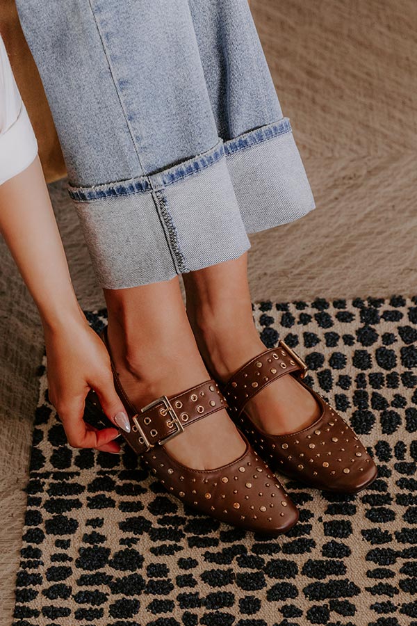 Avril Faux Leather Embellished Flats Image - 1