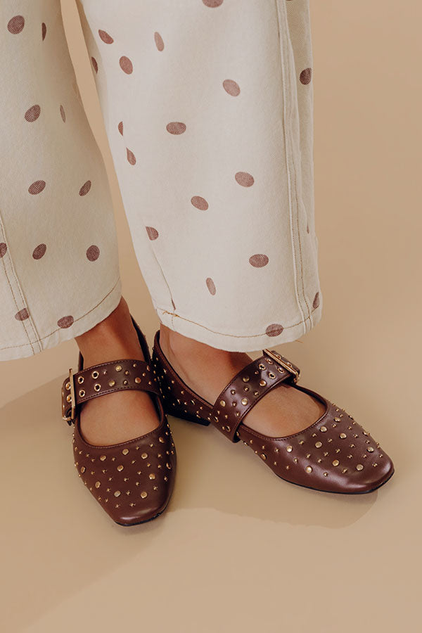 Avril Faux Leather Embellished Flats Image - 1