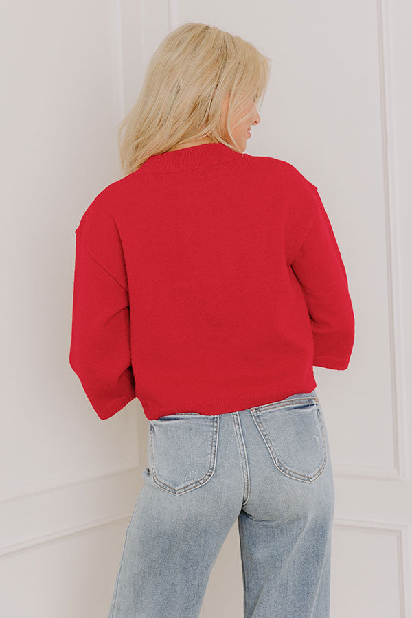 Coffee Shop Cozy Knit Cardigan in Red Image 5