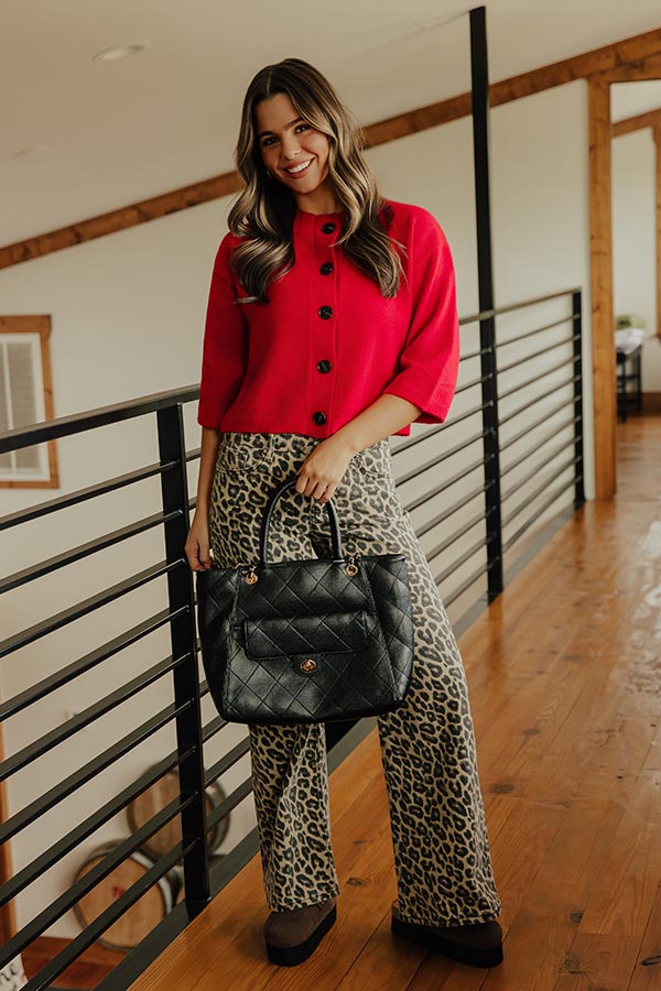 Coffee Shop Cozy Knit Cardigan in Red Image - 2