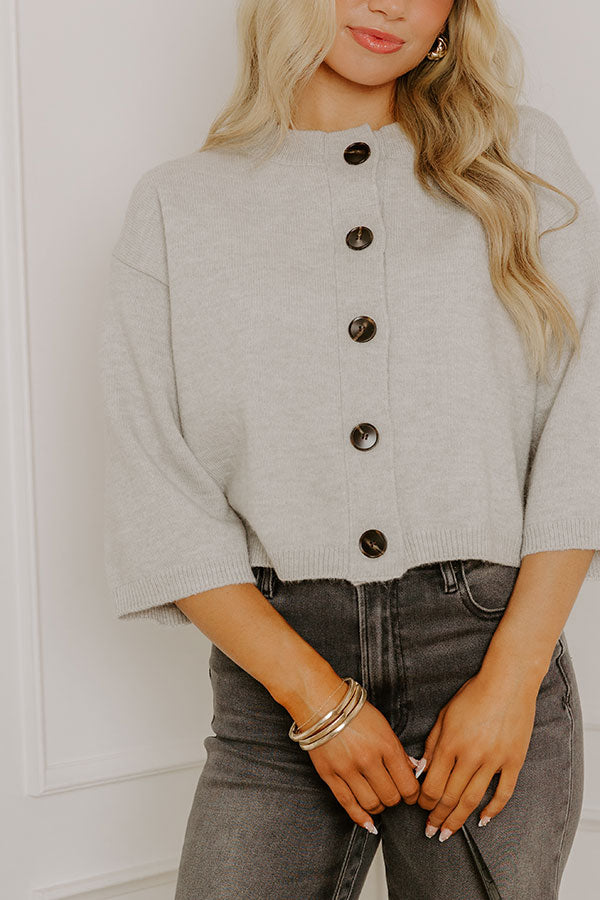 Coffee Shop Cozy Knit Cardigan in Grey Image 4