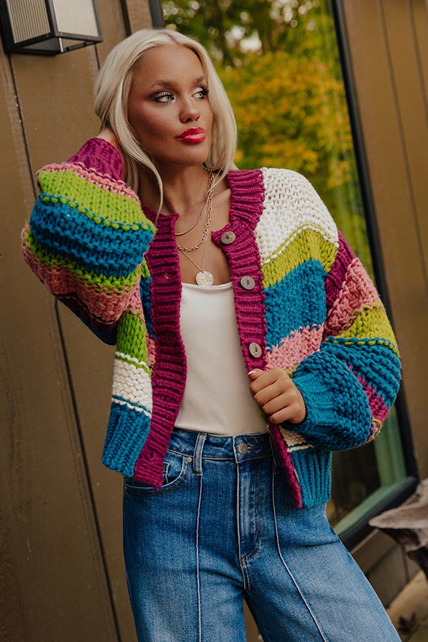 Cozy Retreat Stripe Knit Cardigan Image - 2