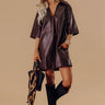 Sleek Uptown Faux Leather Mini Dress in Chestnut Image - 1
