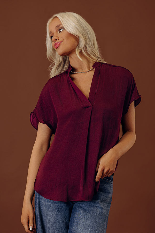 Meant For Martinis Satin Top in Windsor Wine