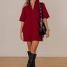 Uptown Darling Denim Mini Dress in Wine Image - 1