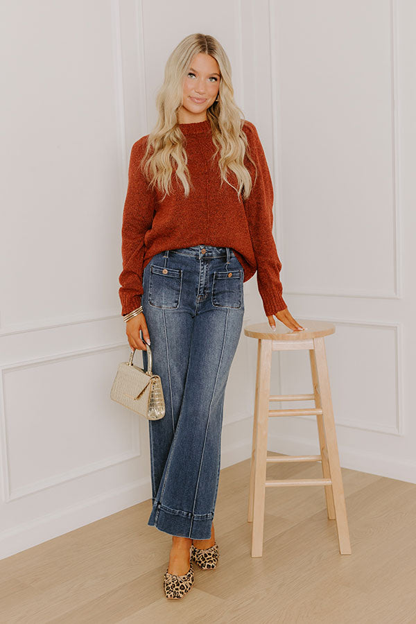 Modern Comfort Knit Sweater in Rust Image 1