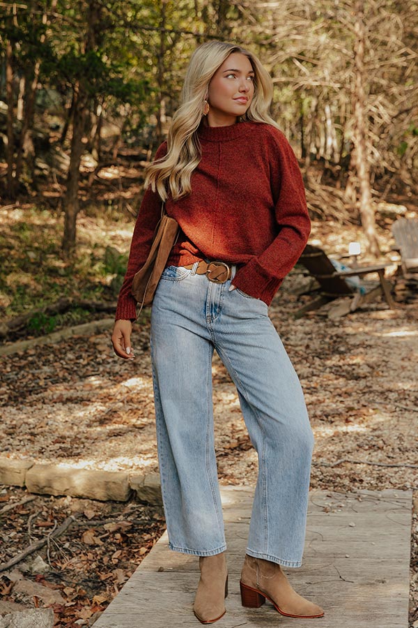 Modern Comfort Knit Sweater in Rust Image - 1