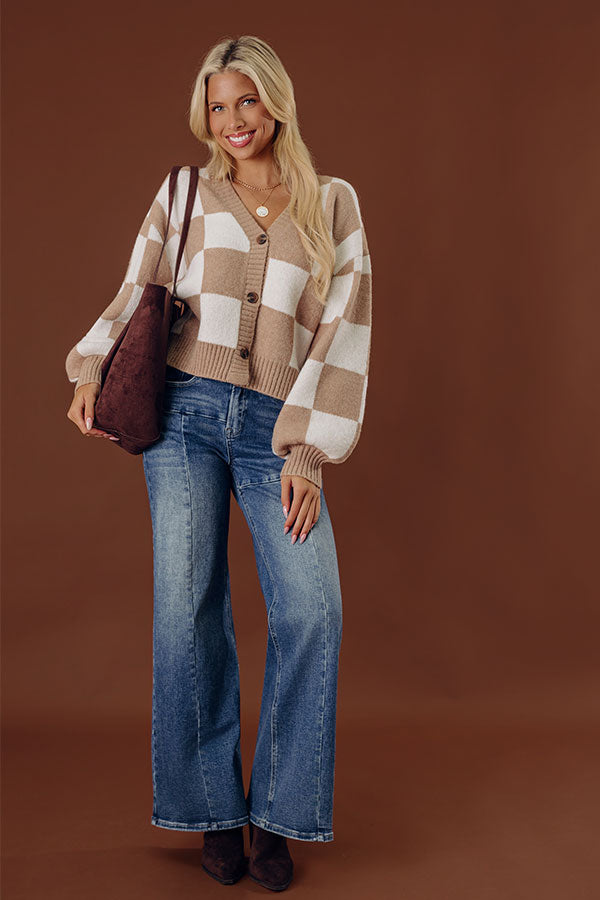 Style Check Knit Cardigan Image - 2