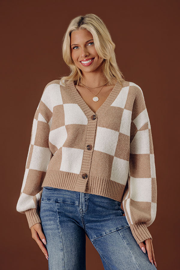 Style Check Knit Cardigan Image - 1