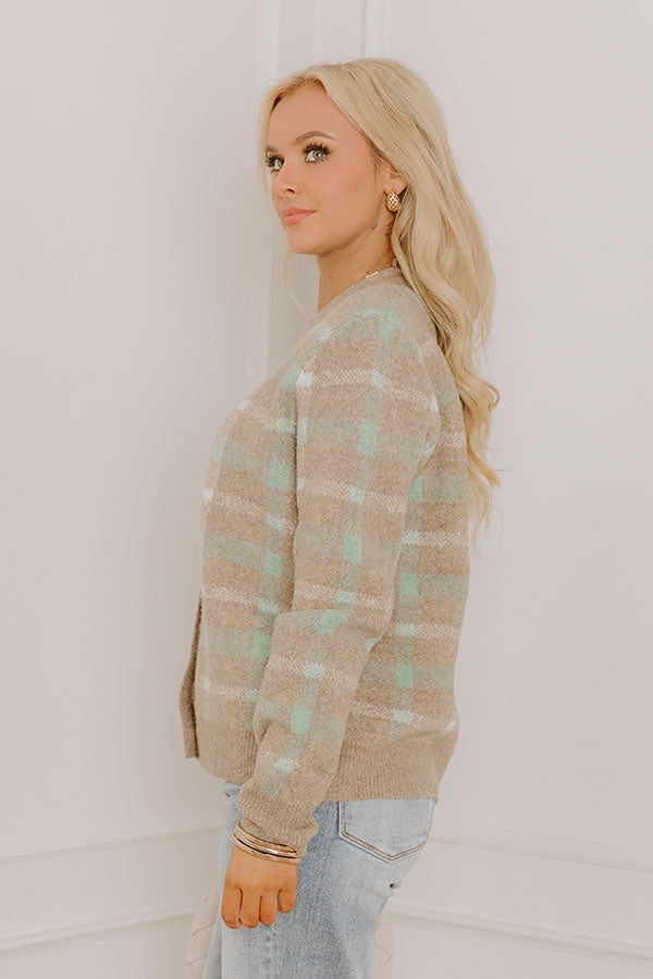 Crisp Air Plaid Knit Cardigan Image 5