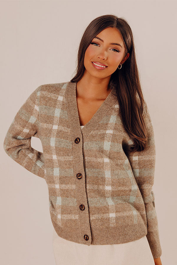 Crisp Air Plaid Knit Cardigan Image - 2