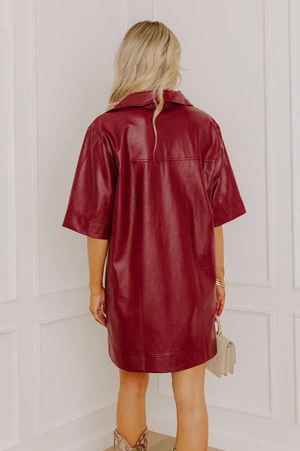 Sleek Uptown Faux Leather Mini Dress in Wine M / Wine Sleek Uptown Faux Leather Mini Dress in Wine M / Wine