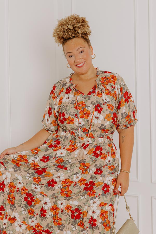 Harvest Charm Floral Midi Dress Curves Image 3