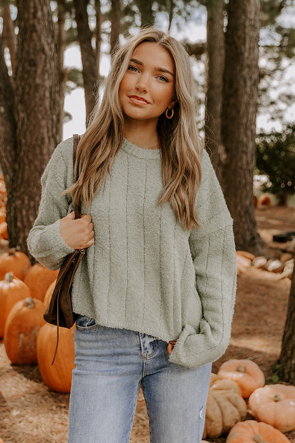 Sunday Snuggle Knit Sweater in Sage Image 4