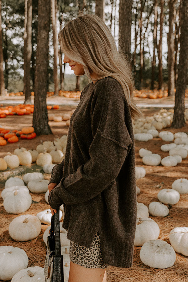Cozy Embrace Oversized Knit Sweater in Chestnut Image 3