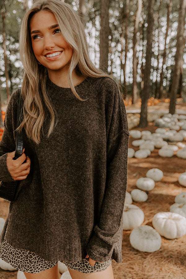 Cozy Embrace Oversized Knit Sweater in Chestnut Image 2