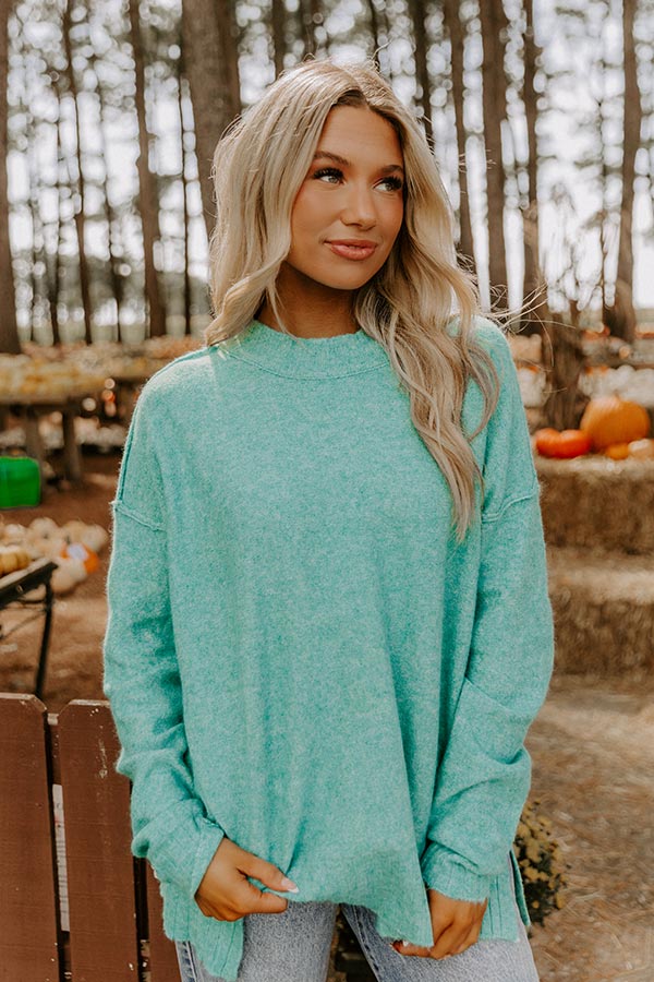Cozy Embrace Oversized Knit Sweater in Light Jade Image 2