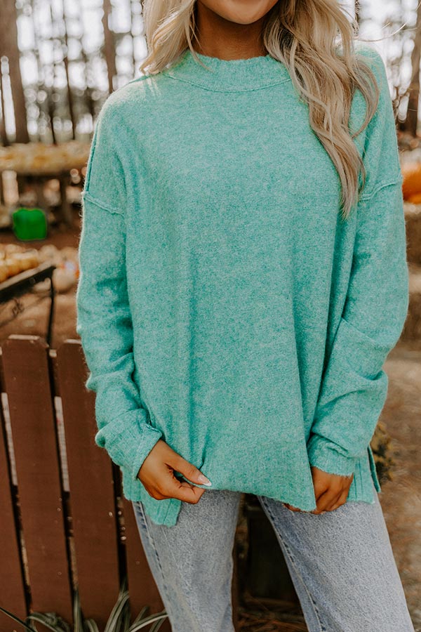 Cozy Embrace Oversized Knit Sweater in Light Jade Image 5