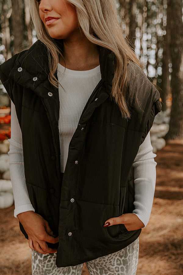Brisk Stroll Puffer Vest in Black Image 4