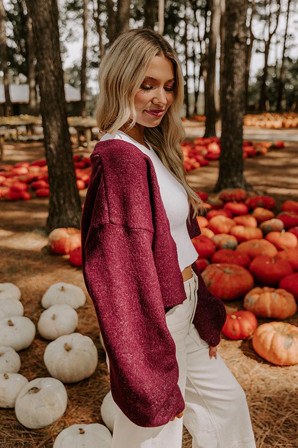 Snuggle Season Knit Cardigan in Maroon Image 5