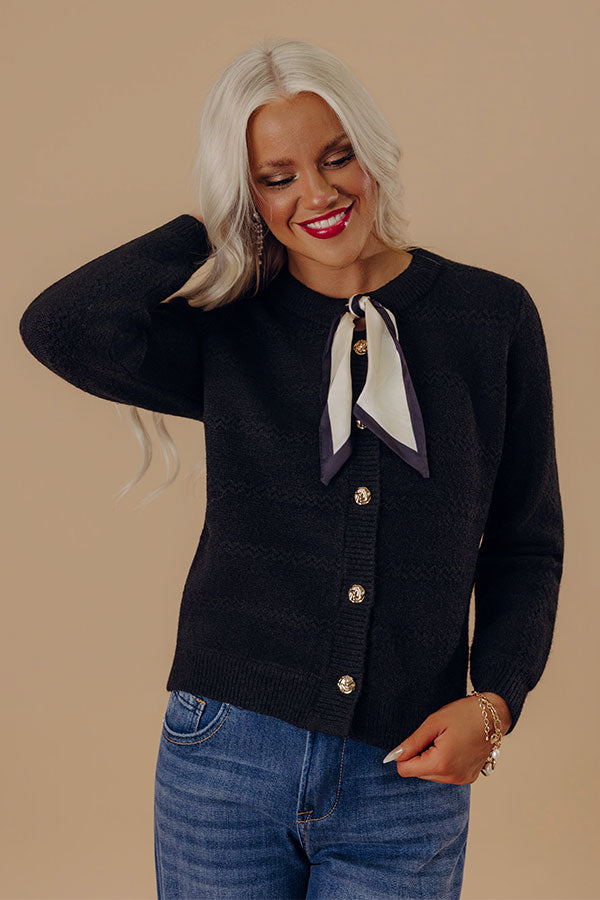 Uptown Charm Knit Cardigan in Black