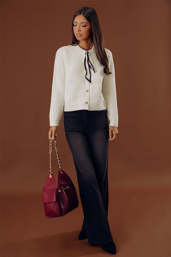 Uptown Charm Knit Cardigan in Ivory Image - 2