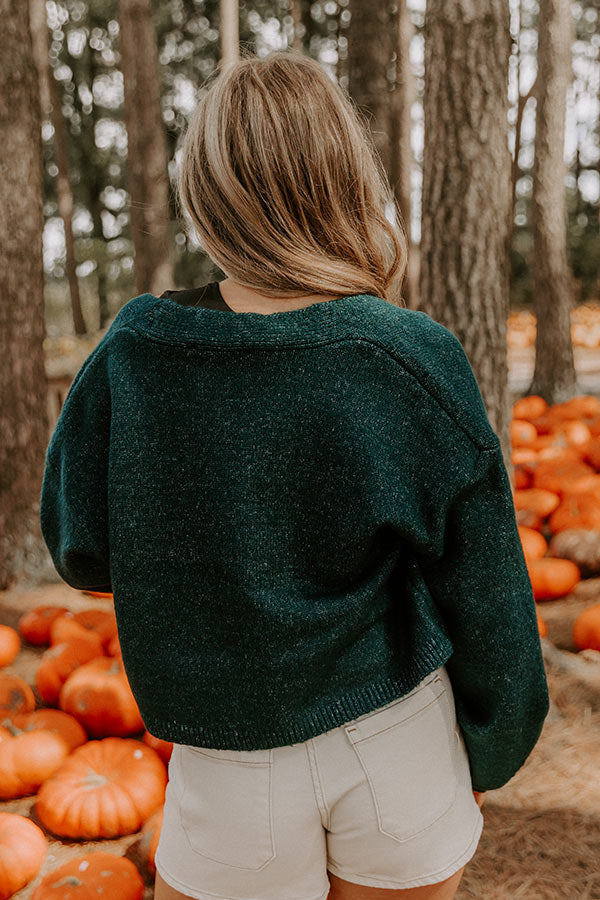 Snuggle Season Knit Cardigan in Hunter Green Image 5