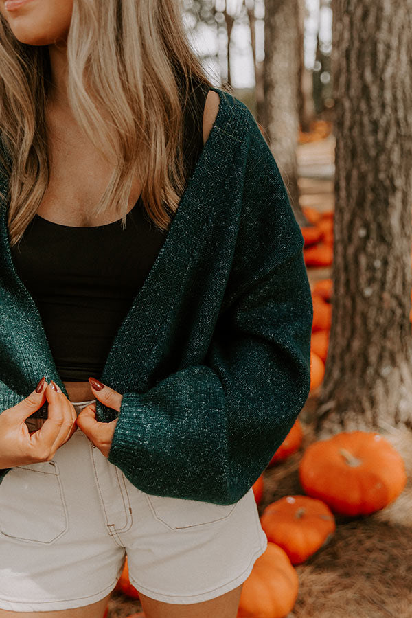 Snuggle Season Knit Cardigan in Hunter Green Image 4