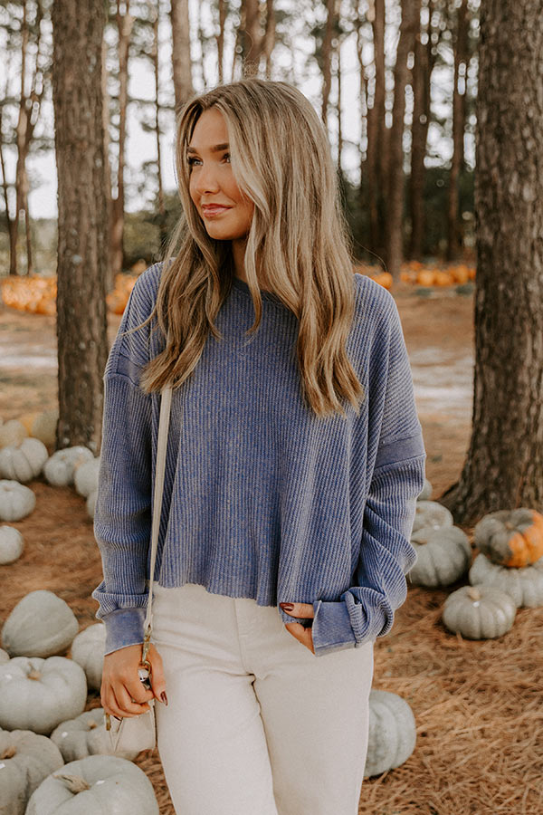 Morning Hike Waffle Knit Top in Riverside Image 1